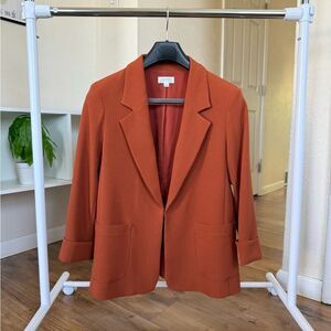 TAHARI ASL Easy Notch Collar Blazer Patch Pockets Orange Spice Size 14